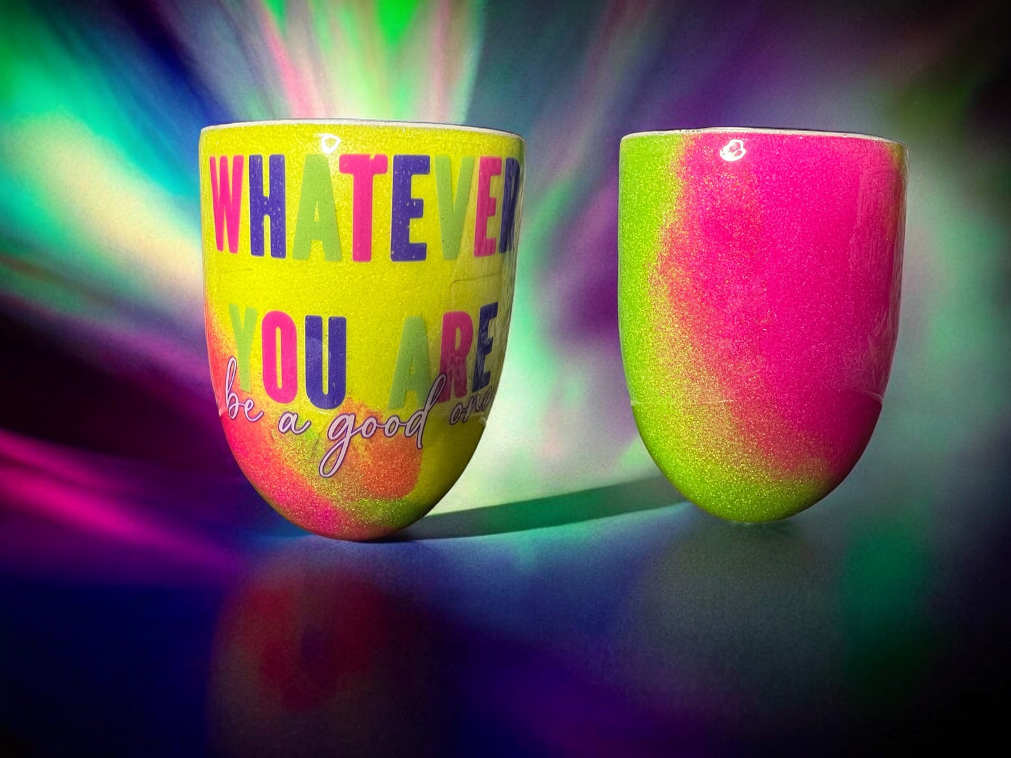 Neon Wine Glass 15 oz. Stainless Steel with lid and straw