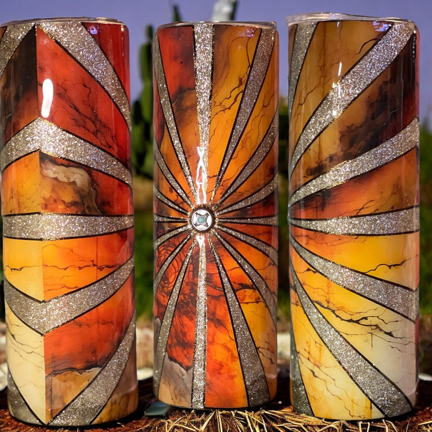 Sunburst Tumbler 30 oz. Stainless Steel with lid and straw