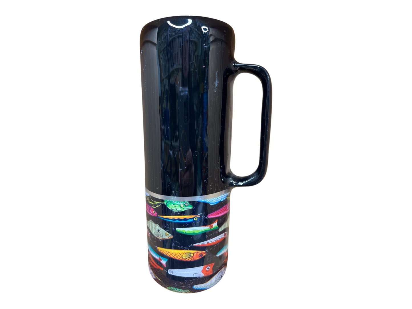 Fish Slayer Fishing tumbler coffee travel cup with handle 20 oz stainless steel with lid