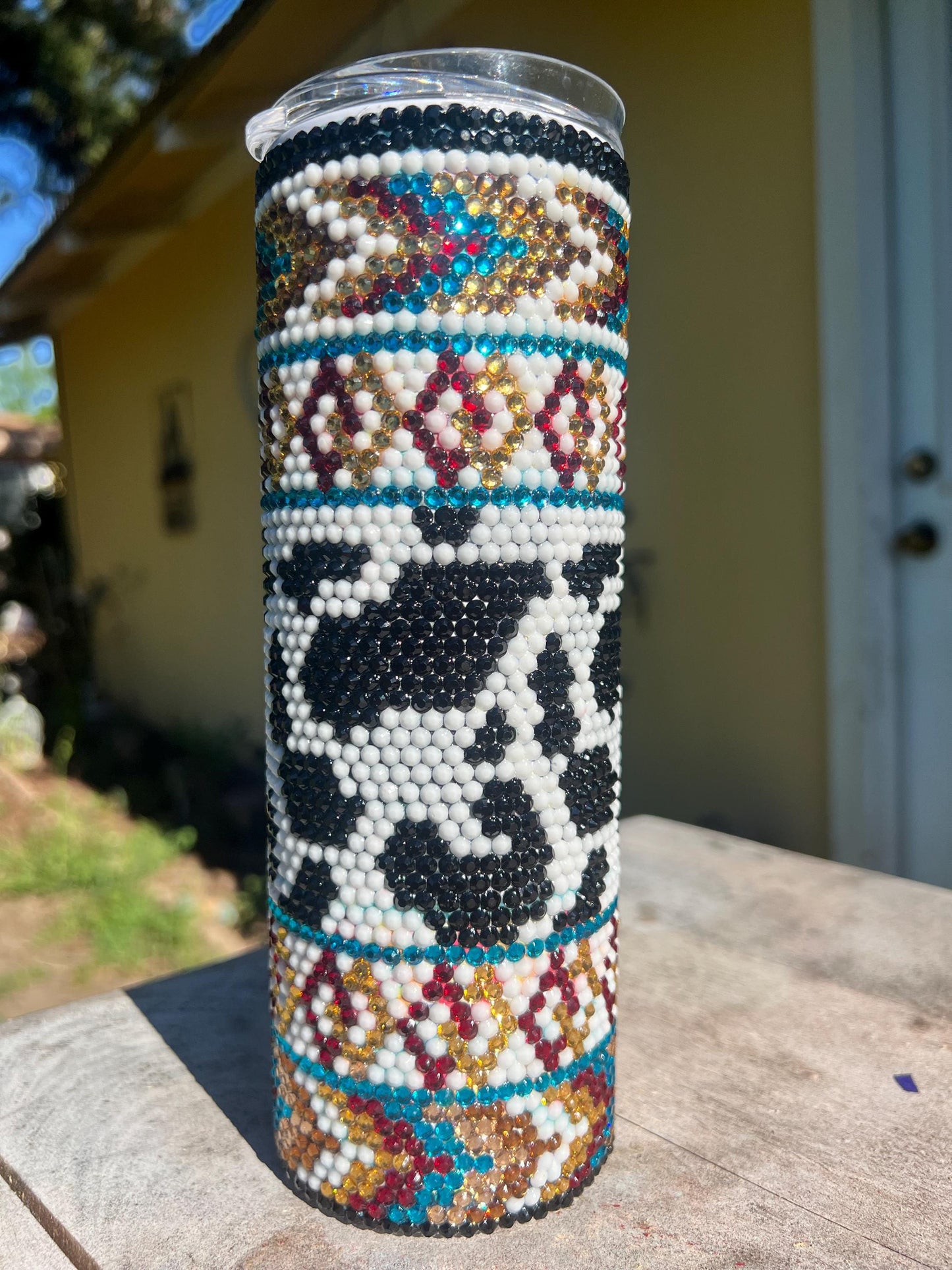 Western Cow Print Rhinestone Bling 20 oz Stainless Steel Coffee Tumbler Cup