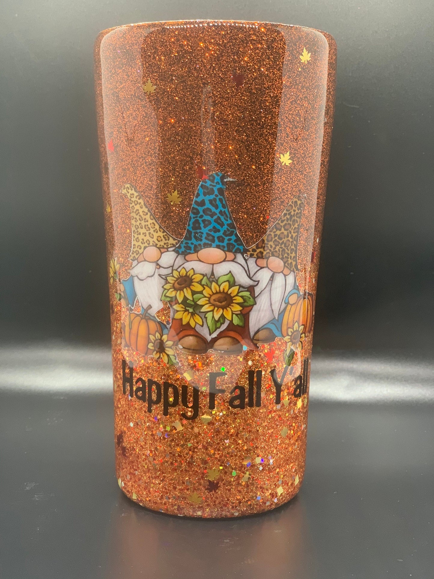 Happy Fall Y'all Gnome 20 oz. stainless steel travel cup with lid and straw