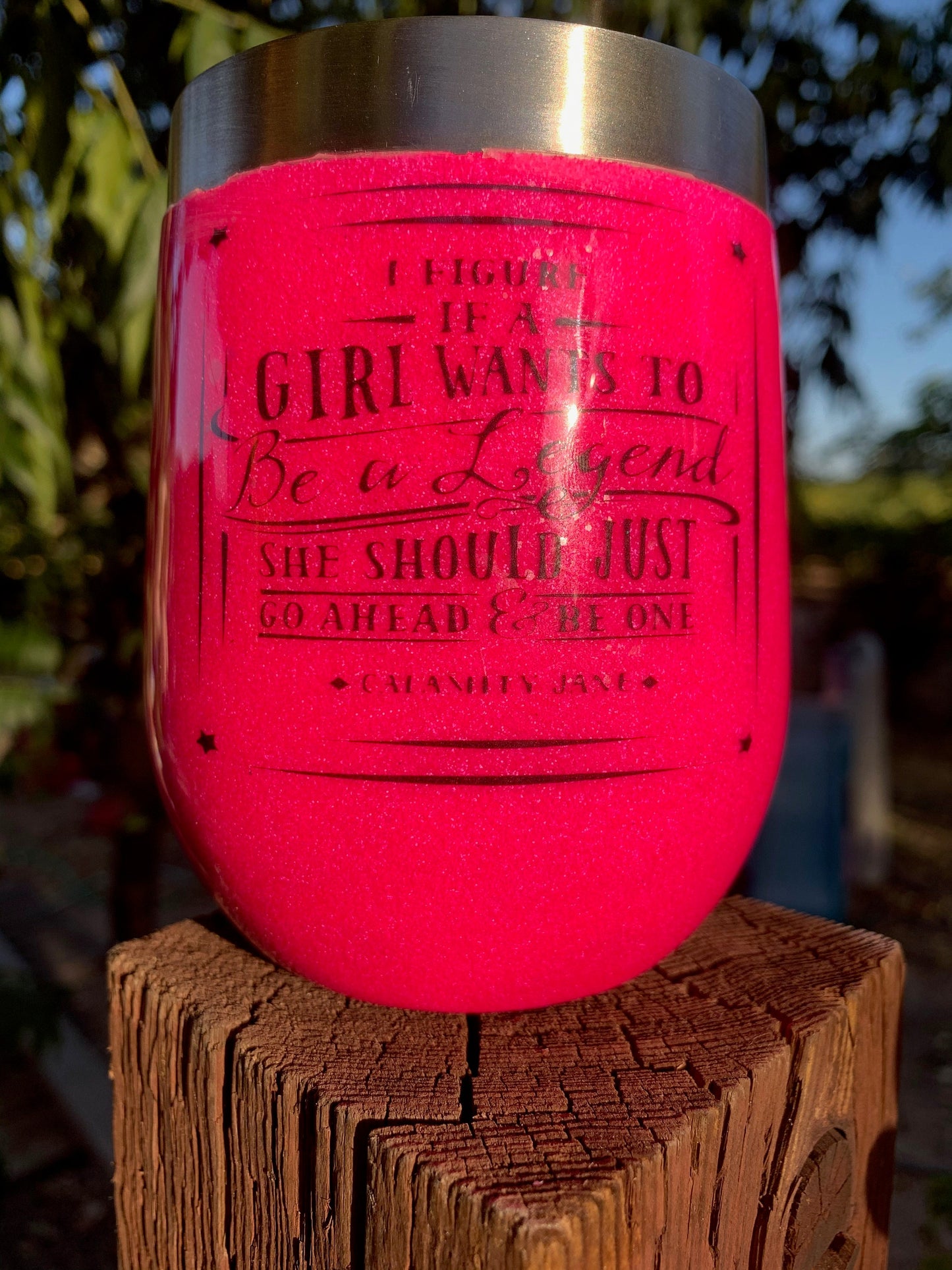 Girl Legend - Calamity Jane Stainless steel wineglass 12 oz with lid