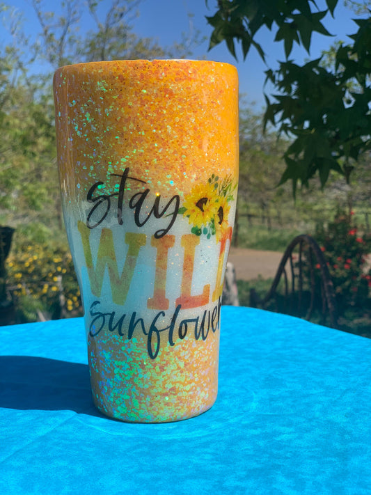Stay Wild Sunflower  30 oz. Stainless steel tumbler.