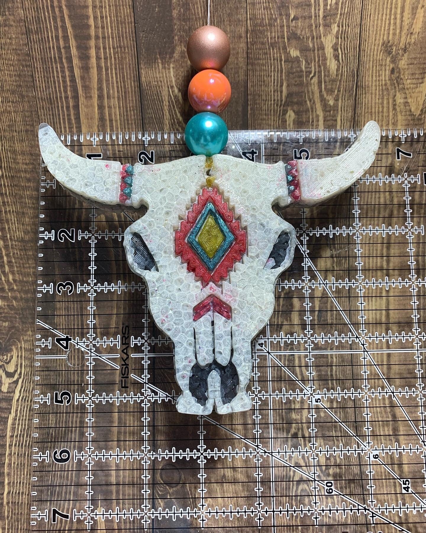 Aztec Steer Skull Car Freshie