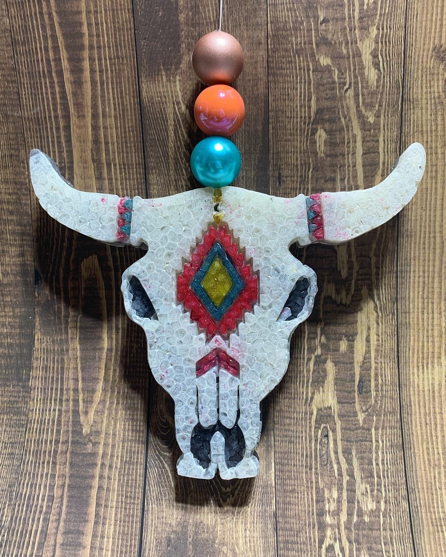 Aztec Steer Skull Car Freshie