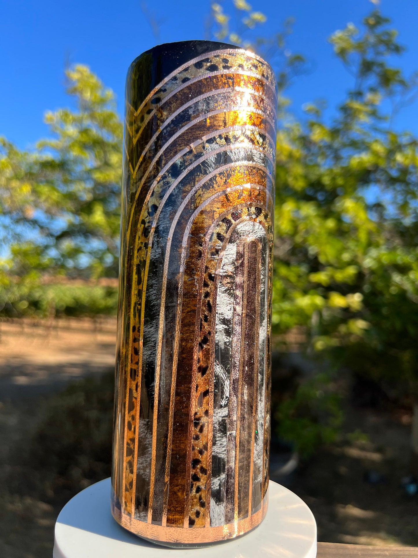 Boho Rainbow animal print 20 oz. stainless steel tumbler with lid and straw