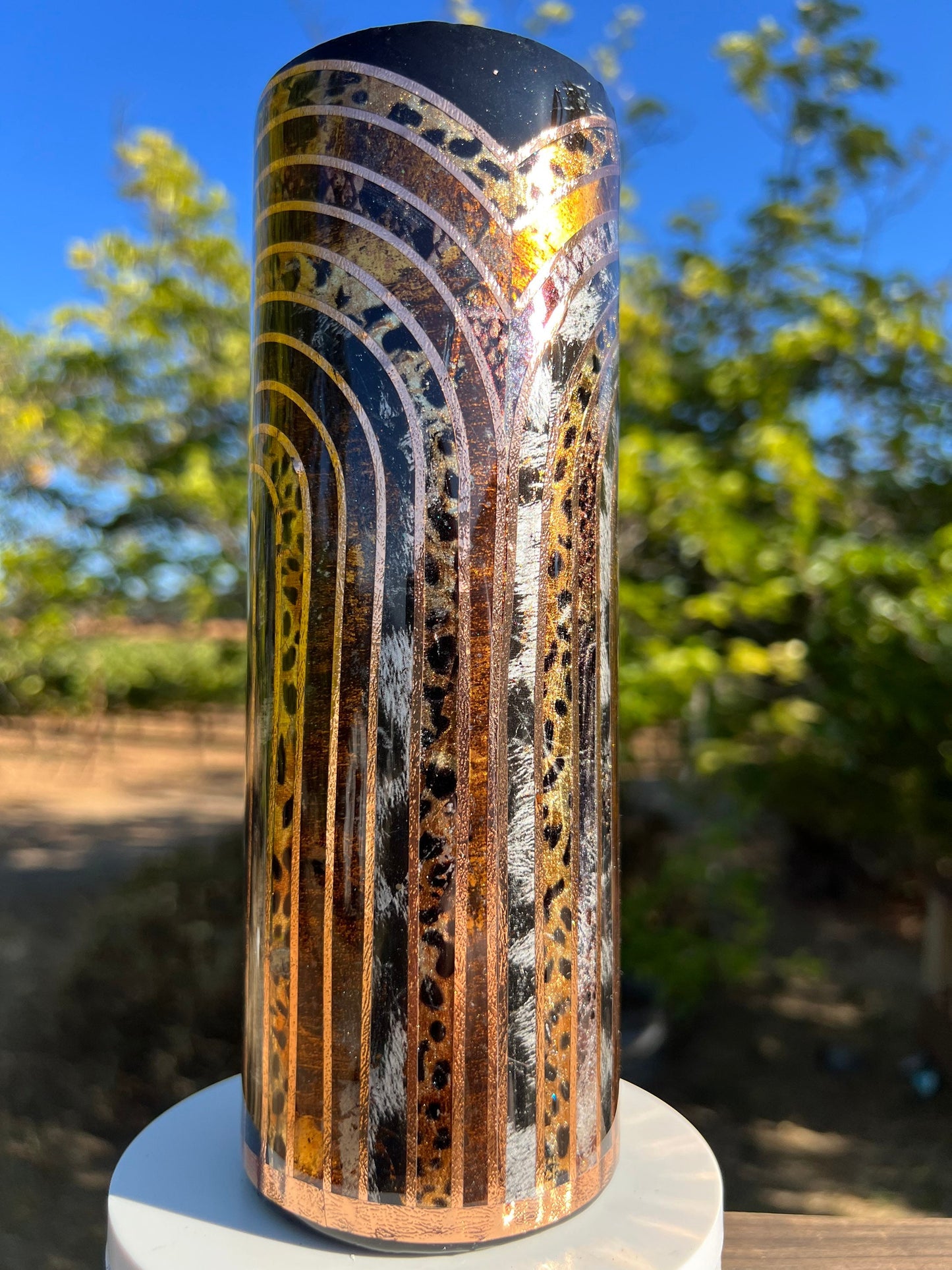 Boho Rainbow animal print 20 oz. stainless steel tumbler with lid and straw