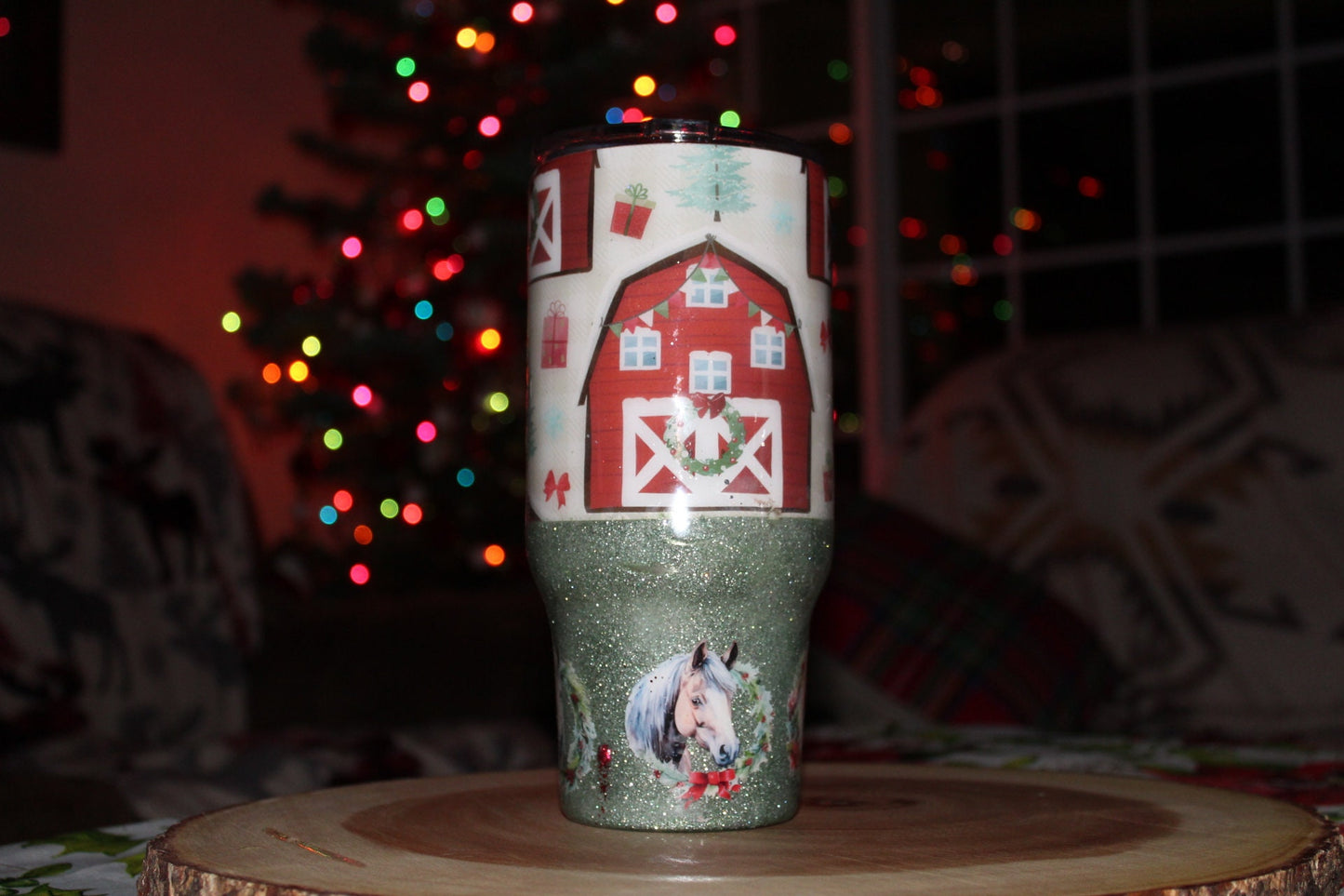 Christmas Horses and barn Stainless Steel 32 oz. Travel cup