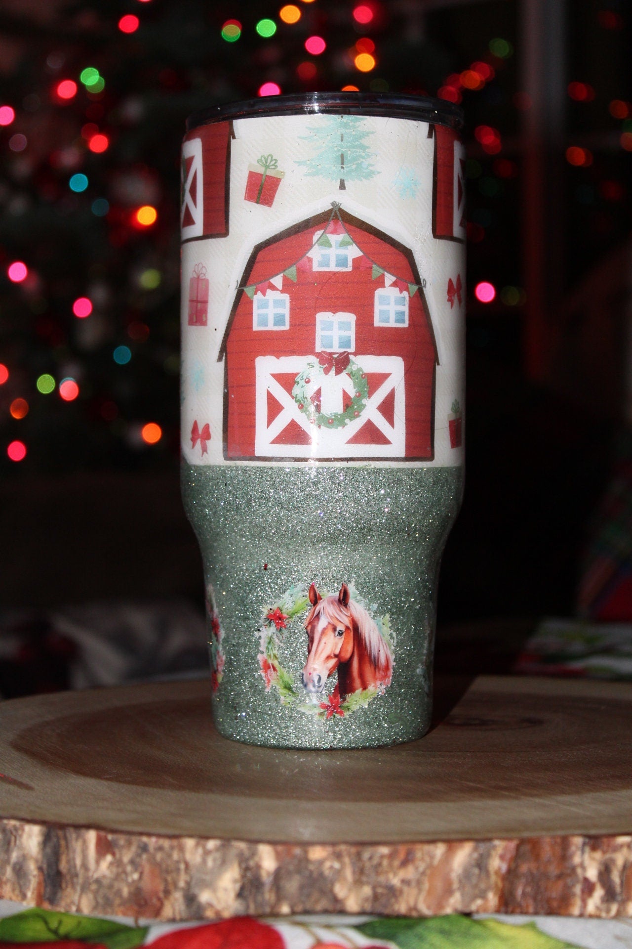 Christmas Horses and barn Stainless Steel 32 oz. Travel cup