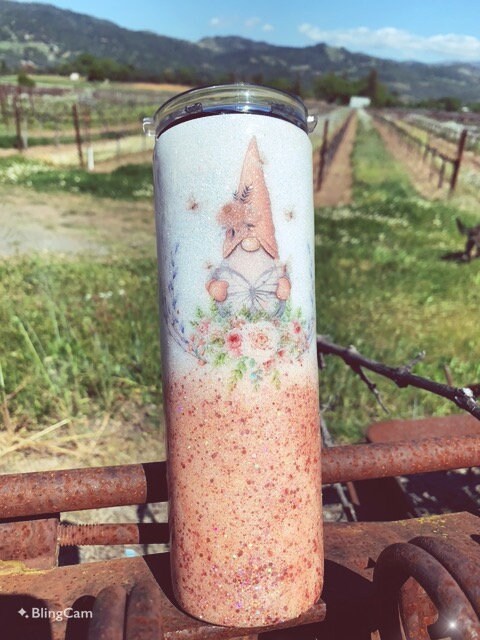 Spring Gnome 20 oz. stainless steel tumbler with lid and straw