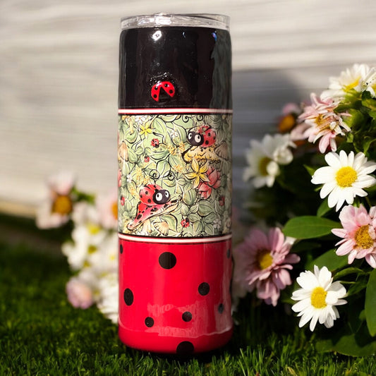 Ladybug 20 oz. stainless steel tumbler with lid and reusable straw