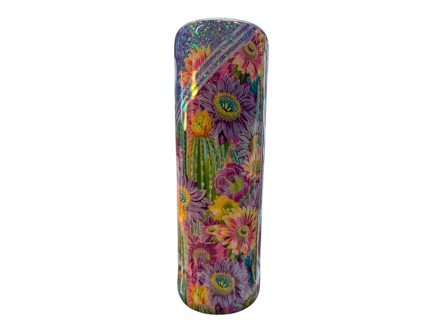 Purple floral glitter tumbler 30 oz.