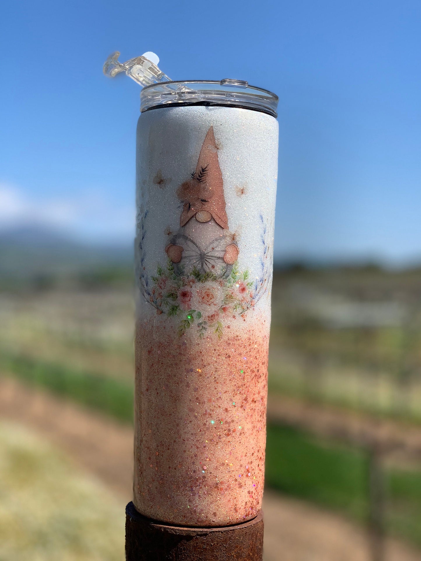 Spring Gnome 30 oz. stainless steel tumbler with lid and straw