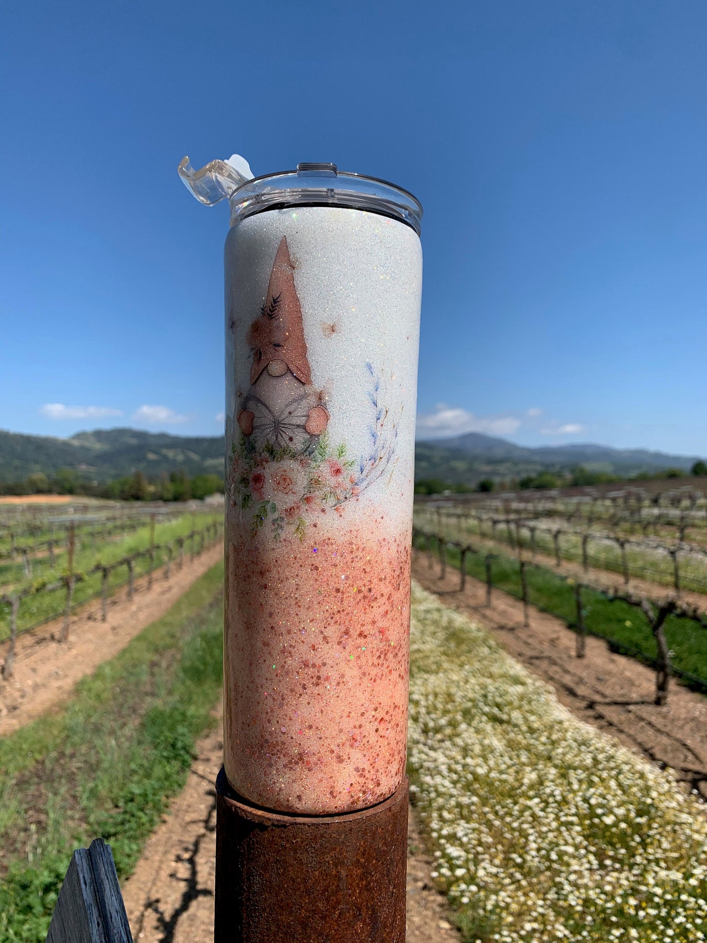 Spring Gnome 30 oz. stainless steel tumbler with lid and straw